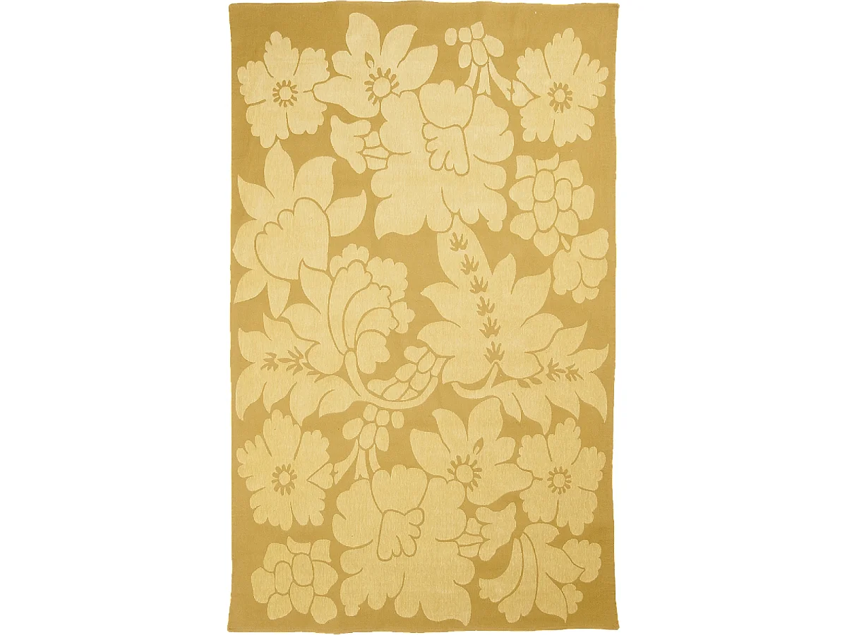 Tapis kilim 150x235 rectangle tissé en coton beige motif floral ALIXIA