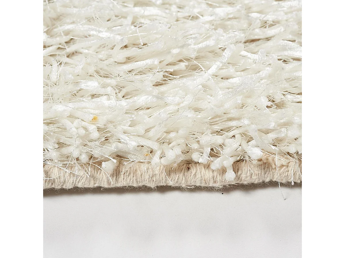 Tapis shaggy 160x240 rectangle fait main blanc motif uni LAMBANA