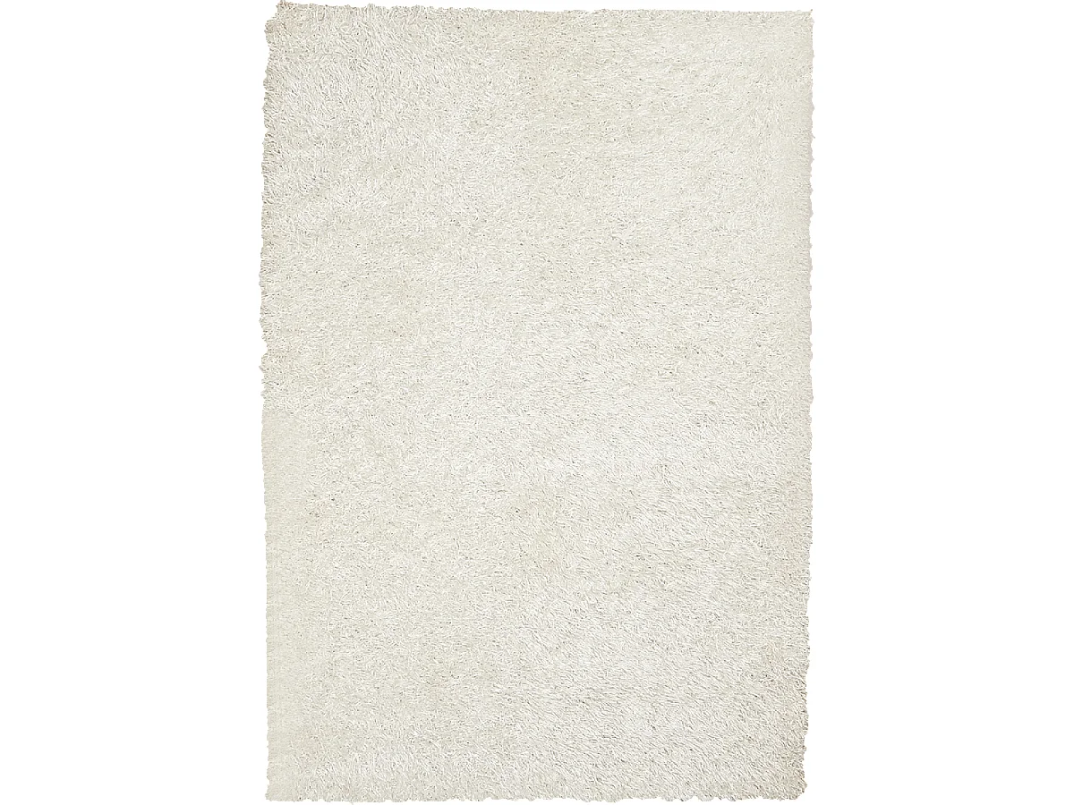 Tapis shaggy 160x240 rectangle fait main blanc motif uni LAMBANA