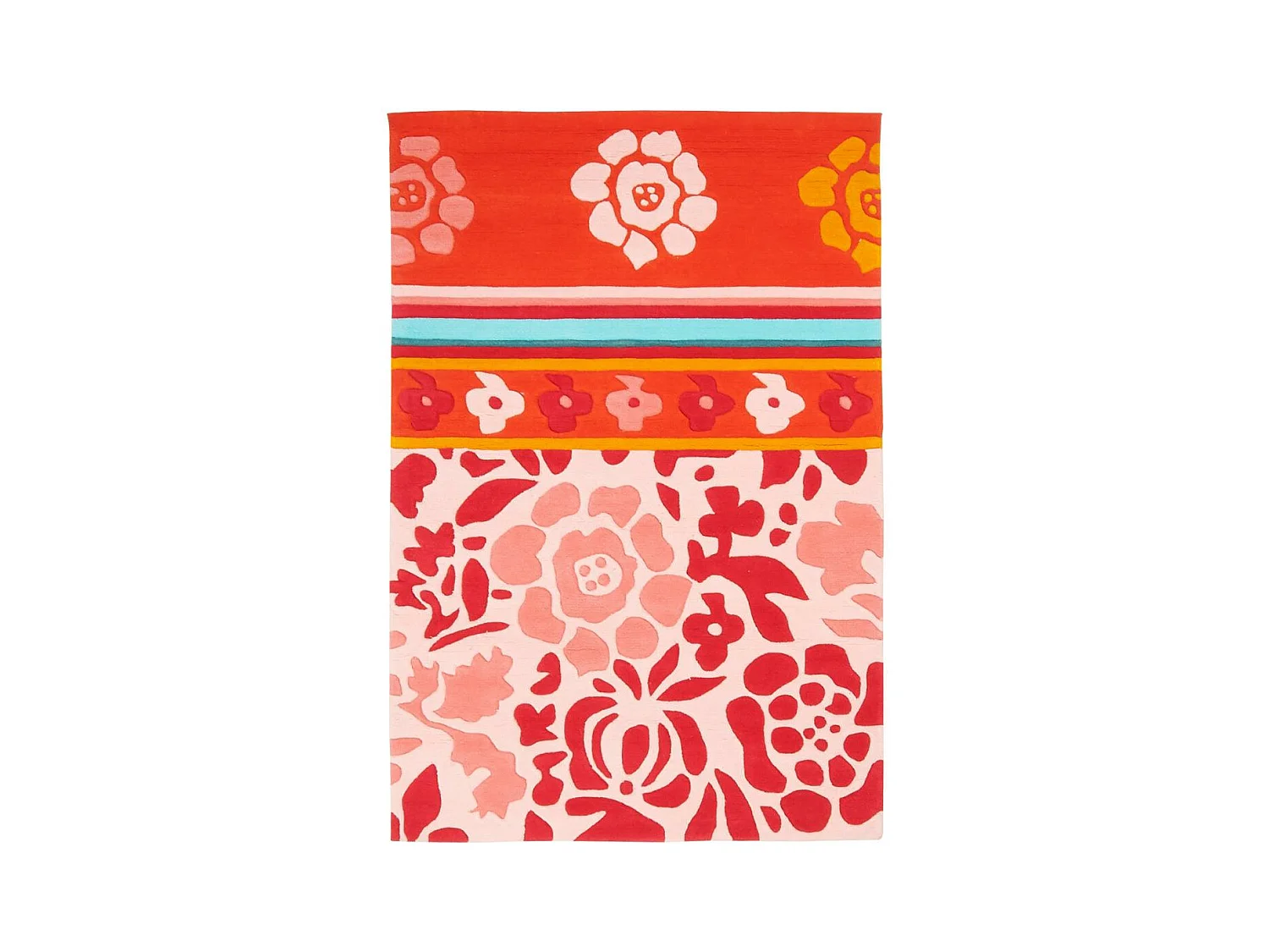 tapis chambre 80x150 fait main en acrylique rose et violet motif géométrique