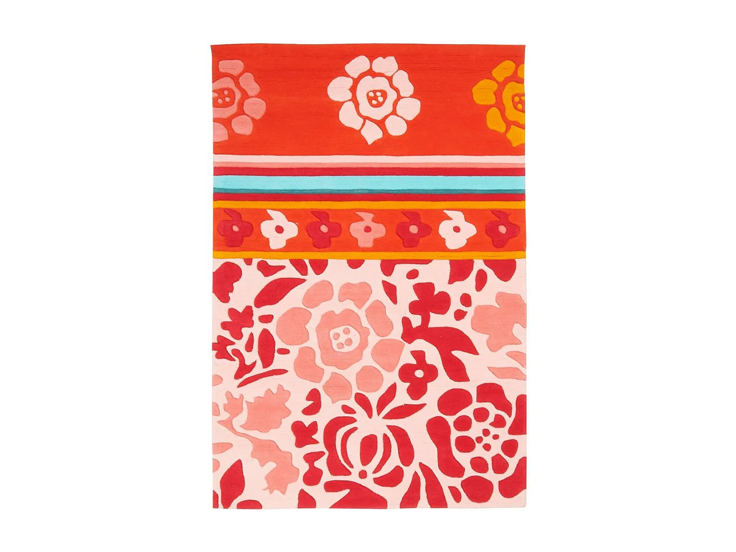 tapis chambre 80x150 fait main en acrylique rose et violet motif géométrique