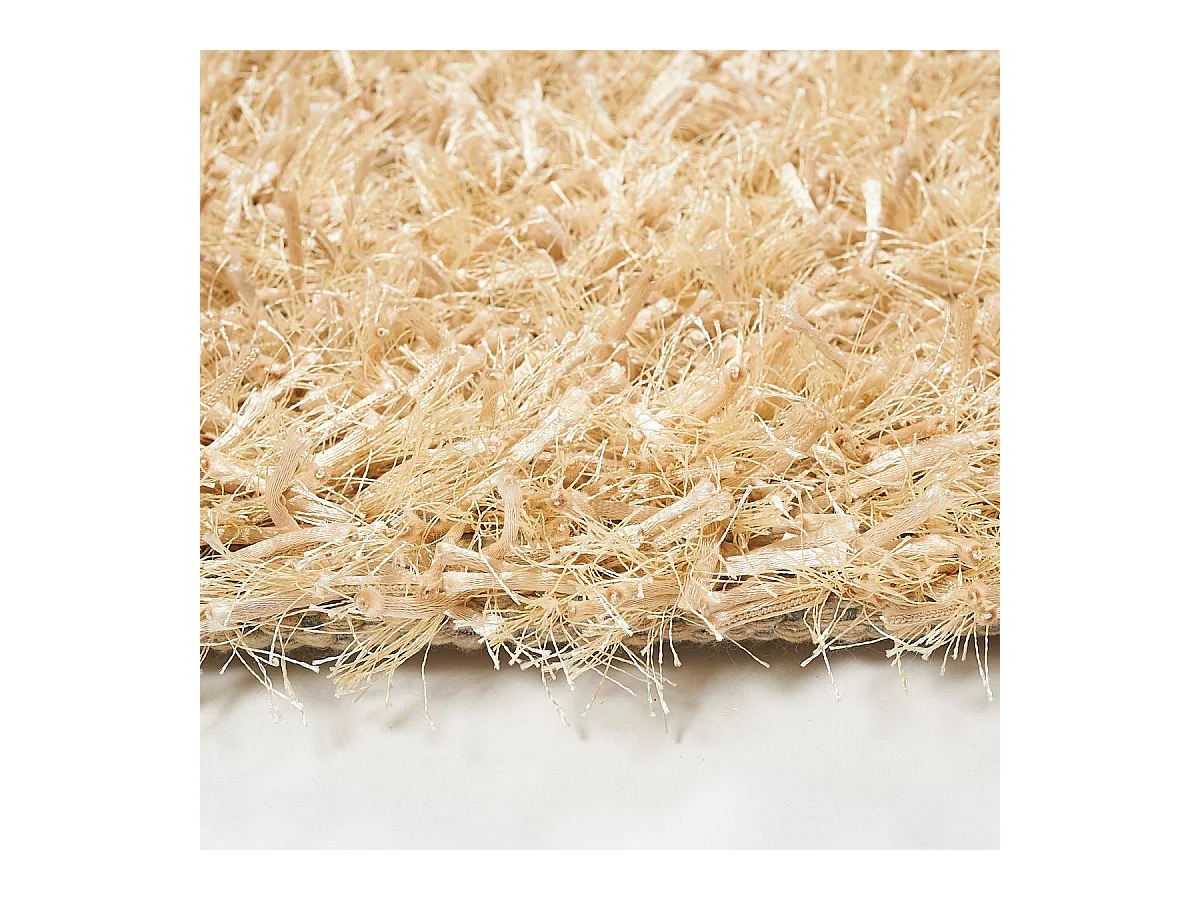 Tapis shaggy 160x230 rectangle fait main beige motif uni GLAMOURA