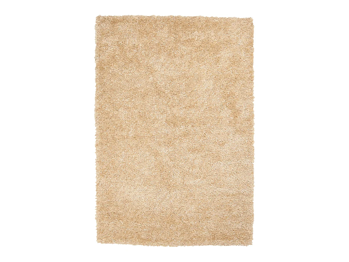 Tapis shaggy 160x230 rectangle fait main beige motif uni GLAMOURA