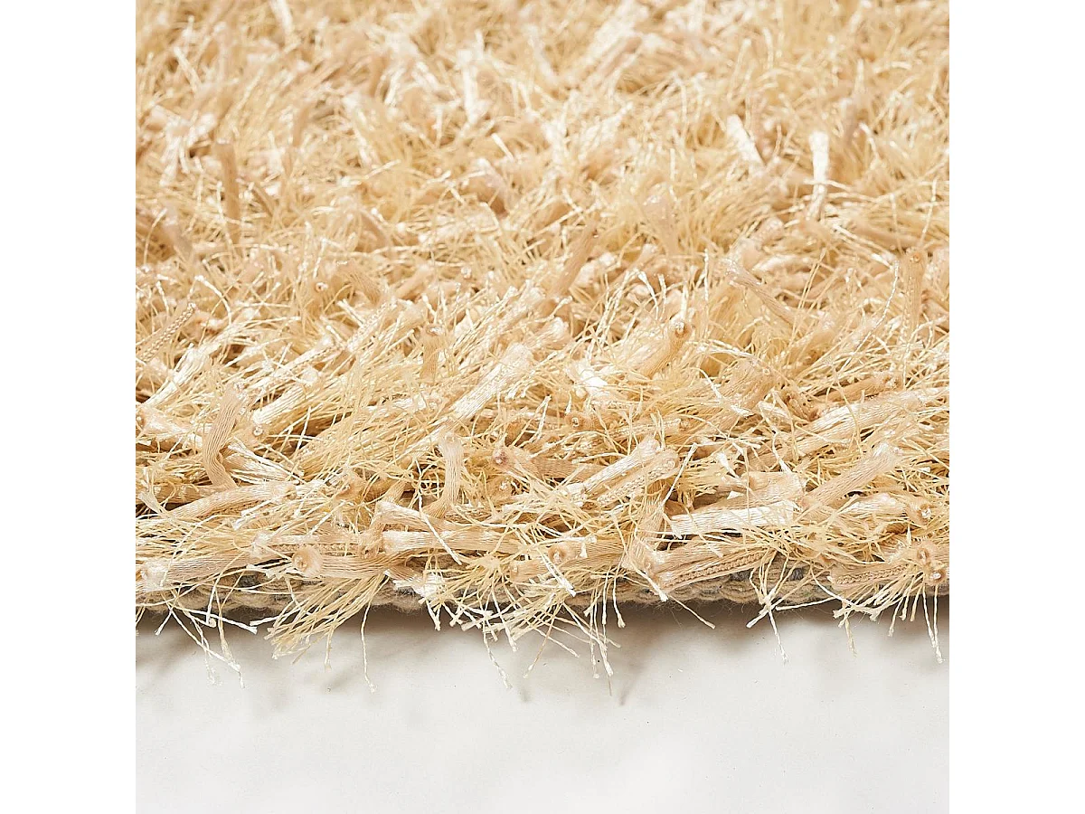 Tapis shaggy 160x230 rectangle fait main beige motif uni GLAMOURA