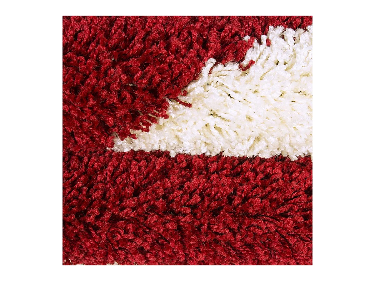 Tapis enfant Ø100cm rond tissé rouge et crème SHAGGY FOOT