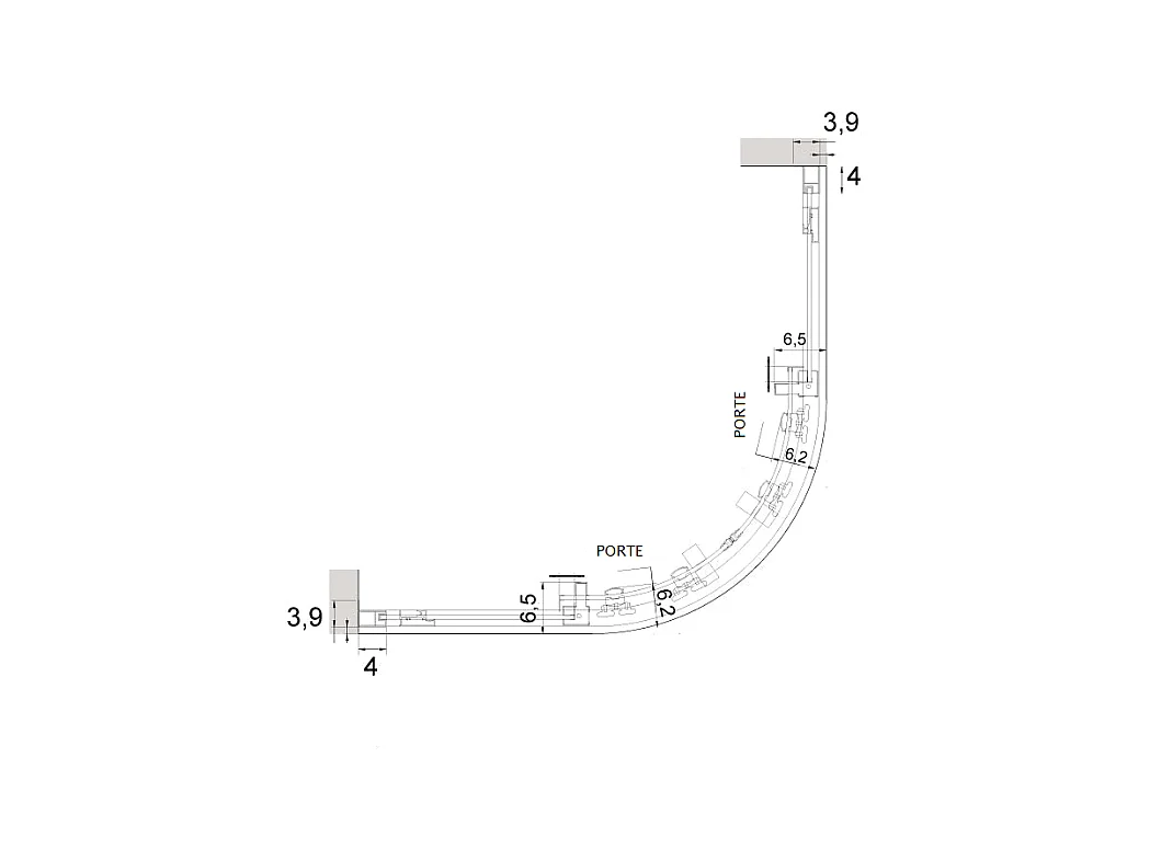 Paroi de douche semi-circulaire 2 verres fixes + 2 portes coulissantes S400 verre sérigraphié 80x80 cm  rayon 55cm