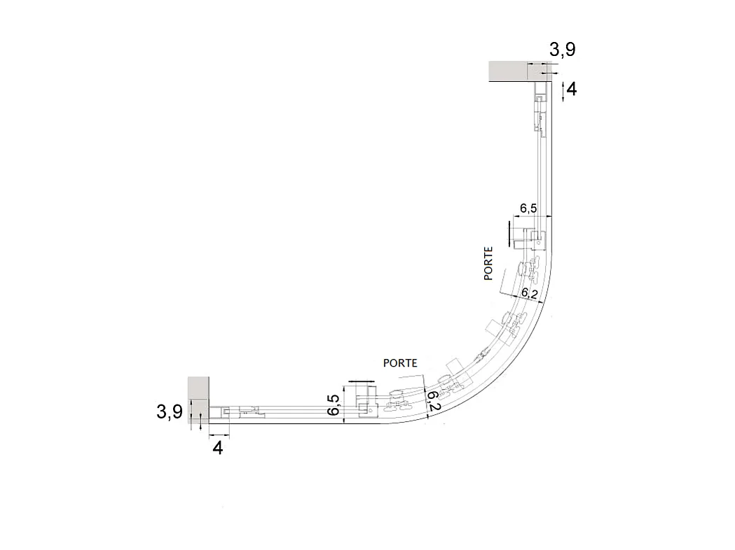 Paroi de douche semi-circulaire 2 verres fixes + 2 portes coulissantes S400 verre sérigraphié 80x80 cm  rayon 55cm
