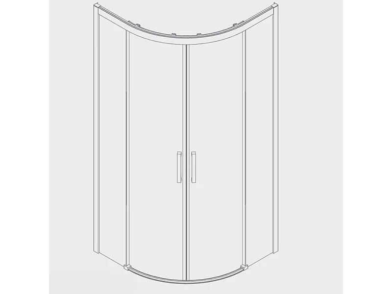 Angular de ducha 2  Fijos 50cm + 2 Puertas Correderas 90x90 90x90 Semicircular S400 radio 50cm