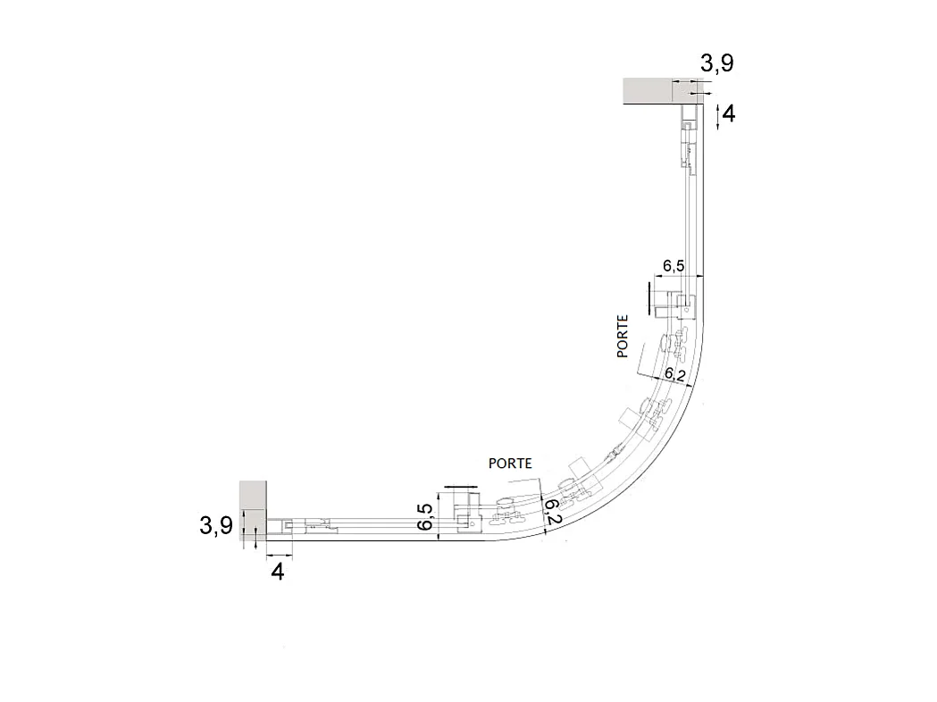 Paroi de douche semi-circulaire 2 verres fixes + 2 portes coulissantes S400 verre sérigraphié 80x80 cm  rayon 50cm
