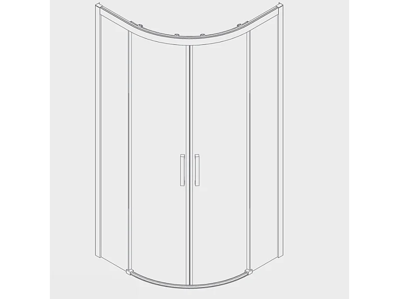 Angular de ducha 2  Fijos 55cm + 2 Puertas Correderas 90x90 90x90 Semicircular S400 radio 55cm