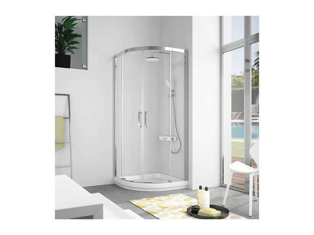 Angular de ducha 2  Fijos 55cm + 2 Puertas Correderas 80x80 80x80 Semicircular S400 radio 55cm