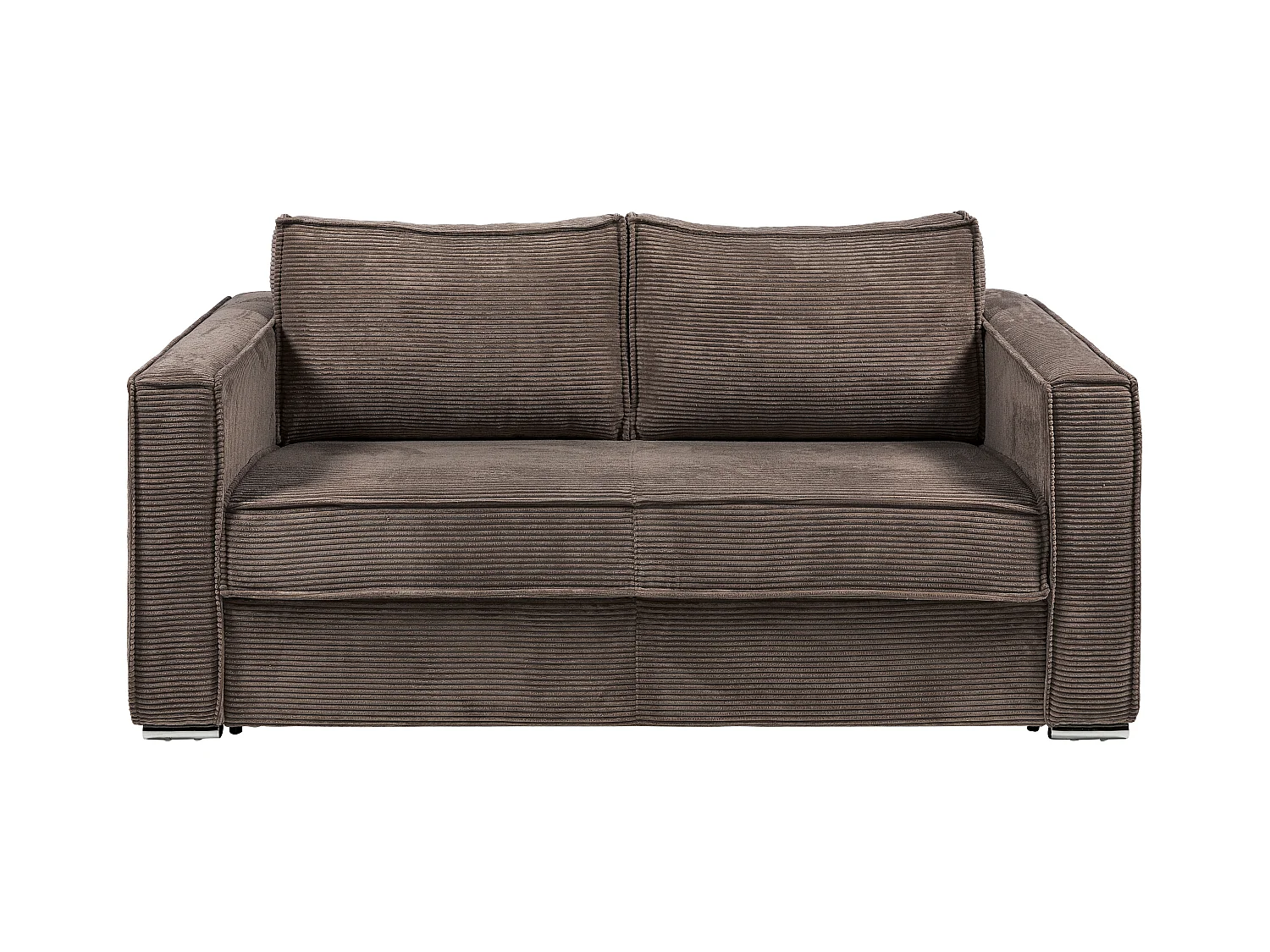 Express-driezitsslaapbank van bruin ribfluweel - Bed 140 cm - Matras 14 cm LORETO