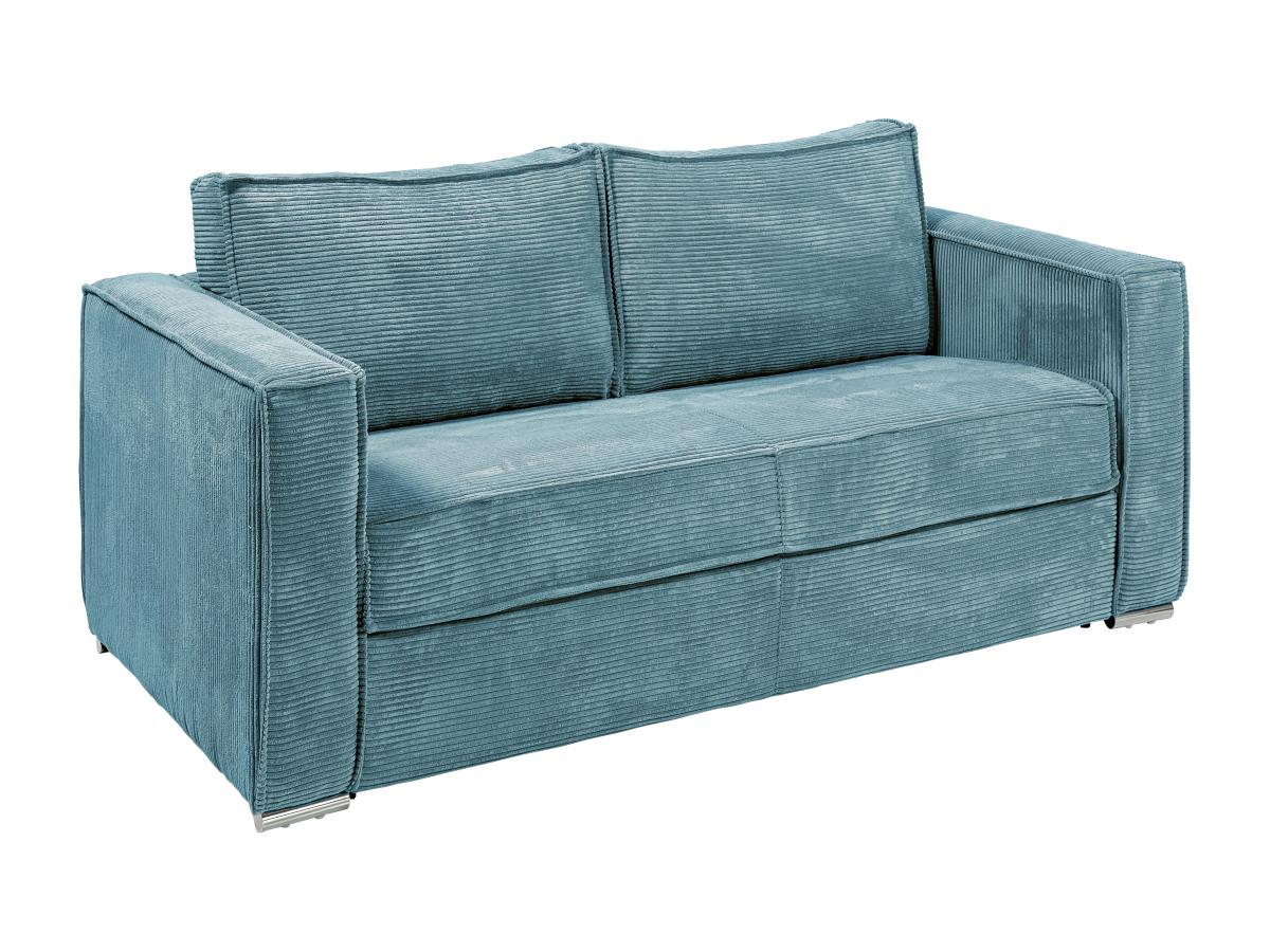 Schlafsofa mit Matratze 3-Sitzer - Cord - Hellblau - Liegefläche 140 cm - M günstig online kaufen