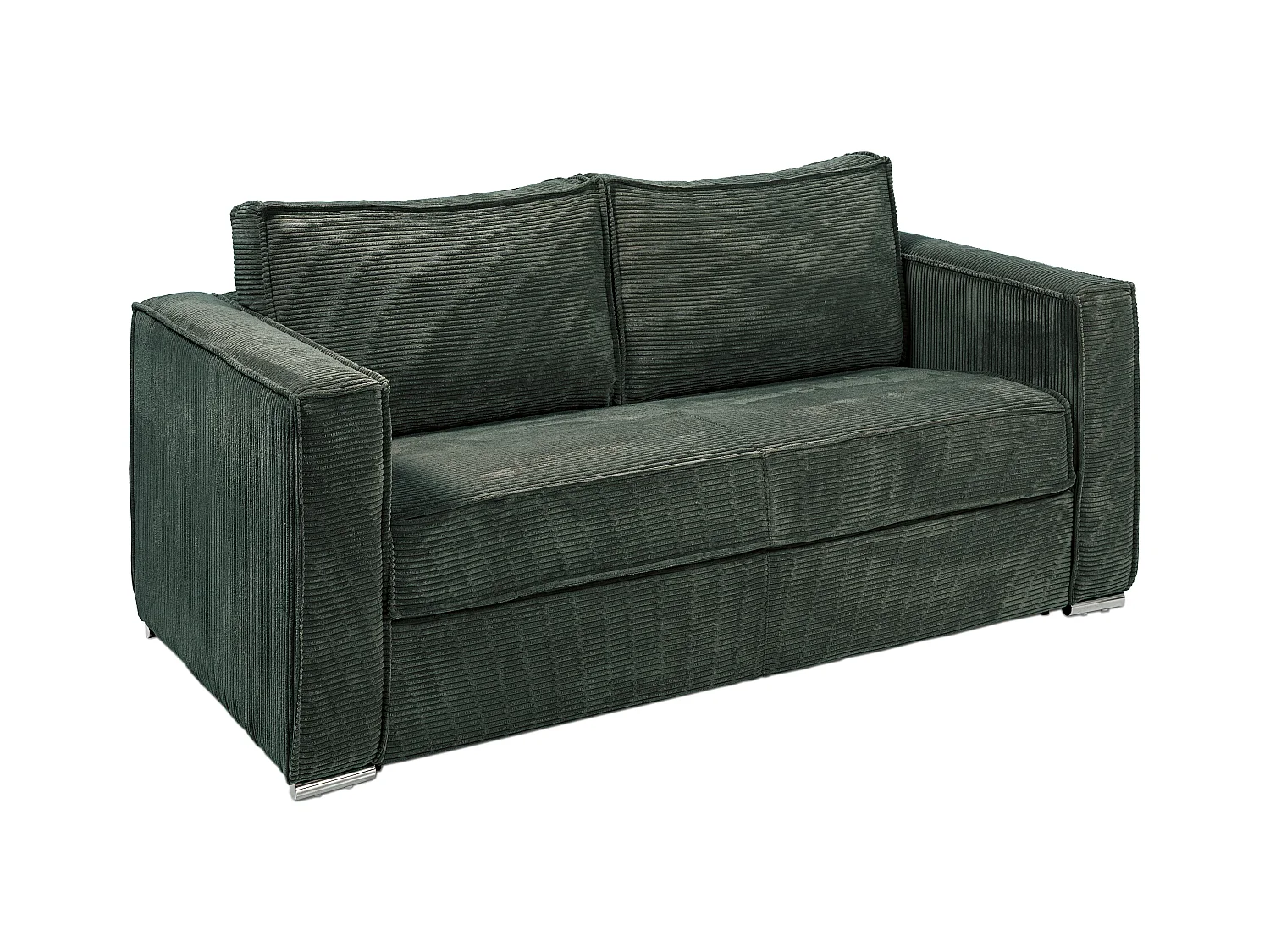 Schlafsofa mit Matratze 3-Sitzer - Cord - Tannengrün - Liegefläche 140 cm - Matratze 14 cm - LORETO