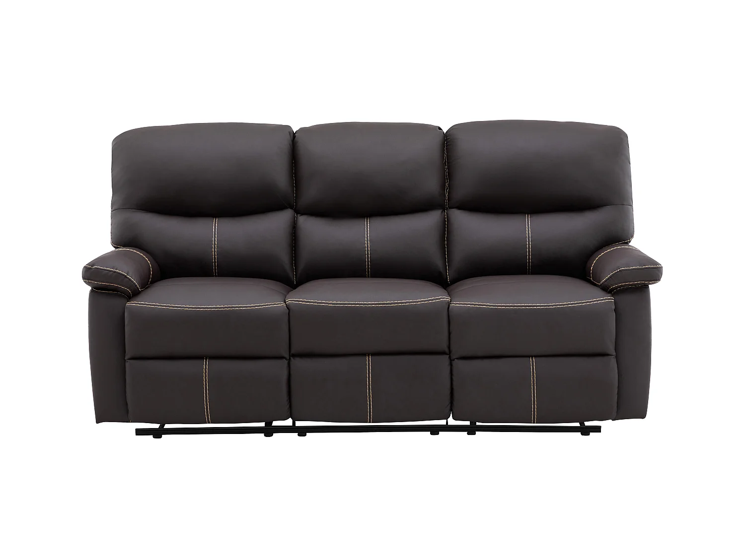 Canapés 3 places 2 places et un fauteuil relax en simili marron CANBY