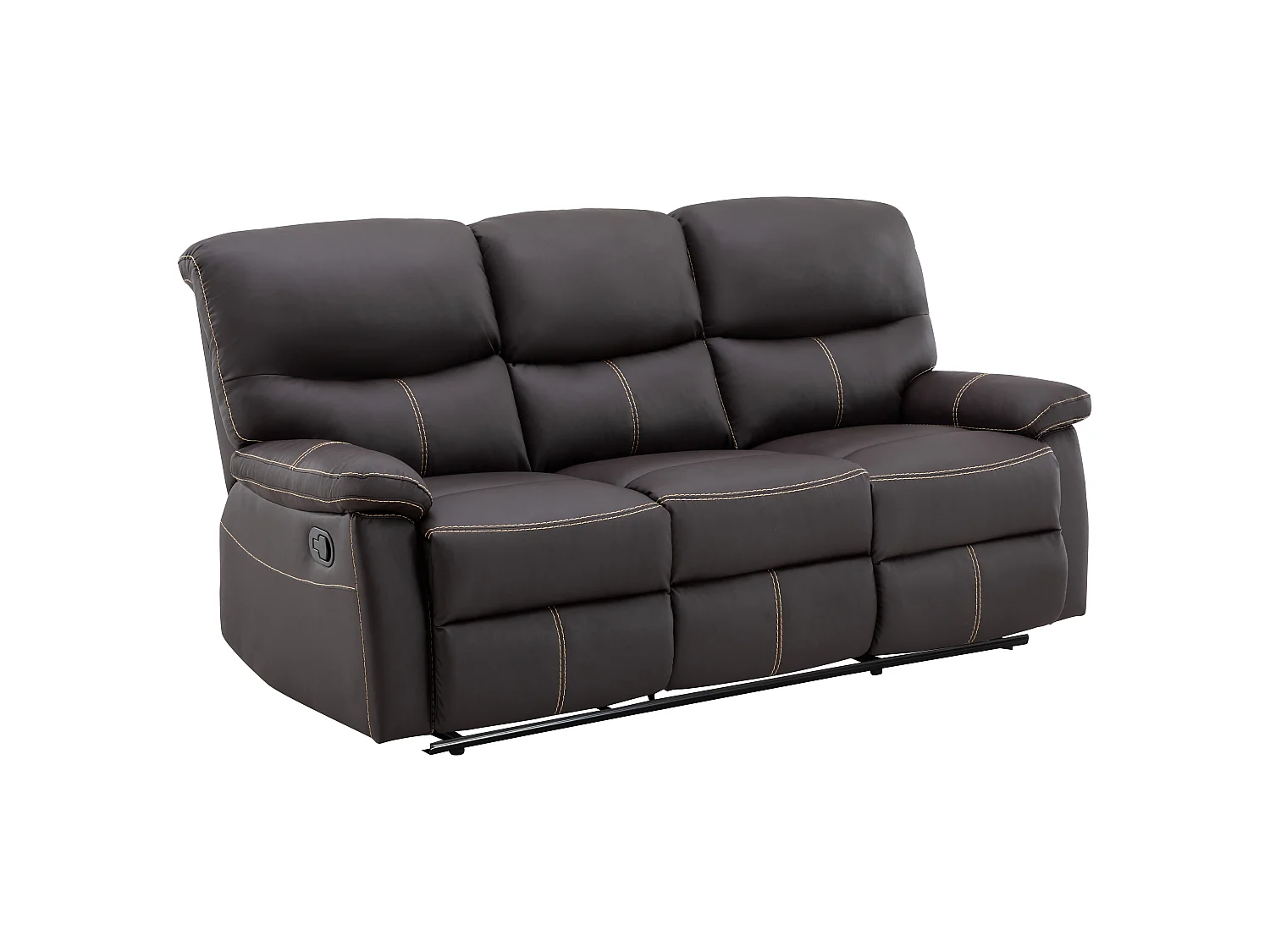 Canapés 3 places 2 places et un fauteuil relax en simili marron CANBY