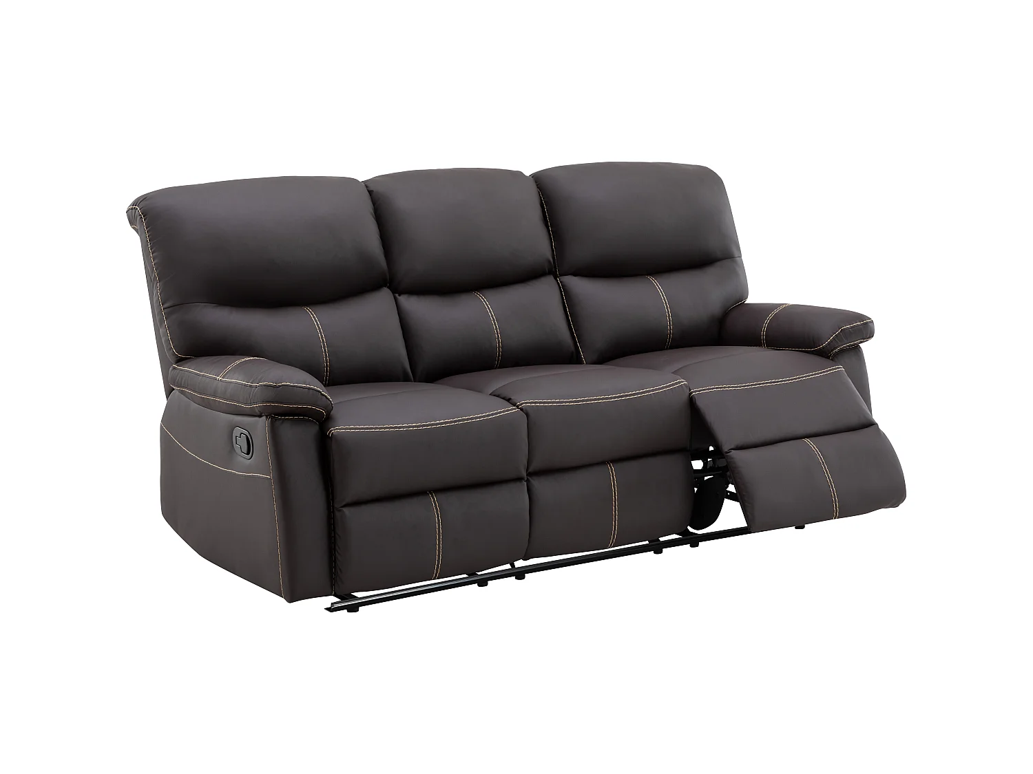 Canapés 3 places 2 places et un fauteuil relax en simili marron CANBY