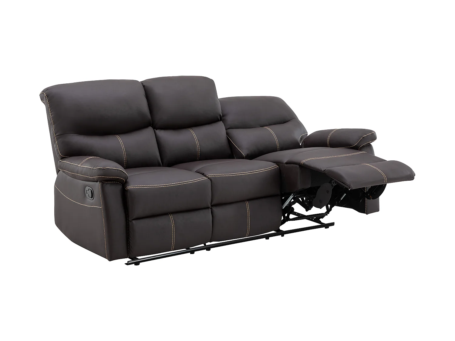 Canapés 3 places 2 places et un fauteuil relax en simili marron CANBY