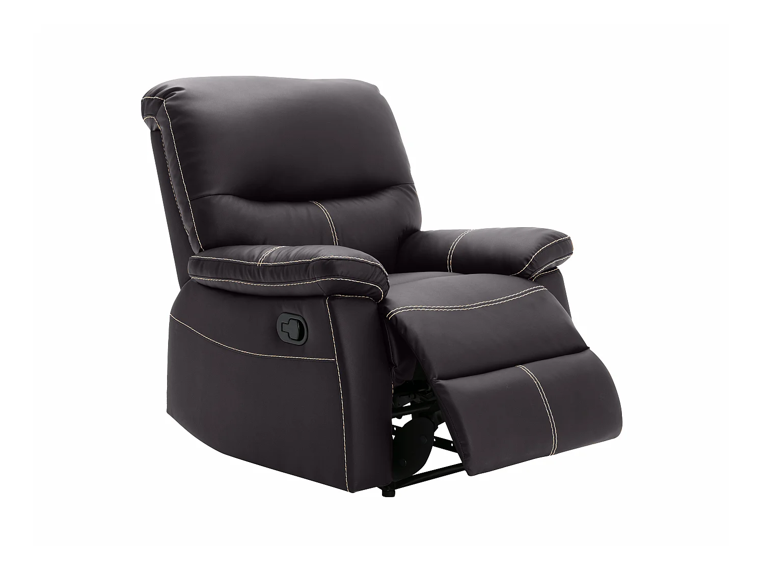 Canapés 3 places 2 places et un fauteuil relax en simili marron CANBY