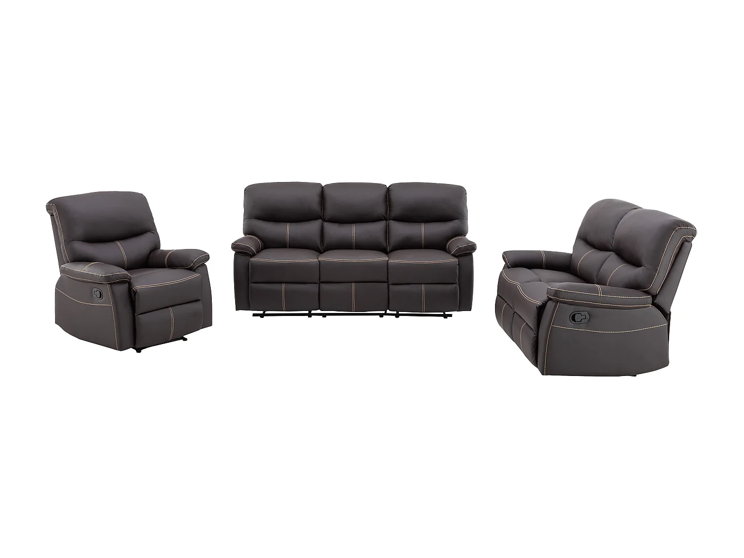 Couchgarnitur Relax 3+2+1 - Kunstleder - Braun - CANBY