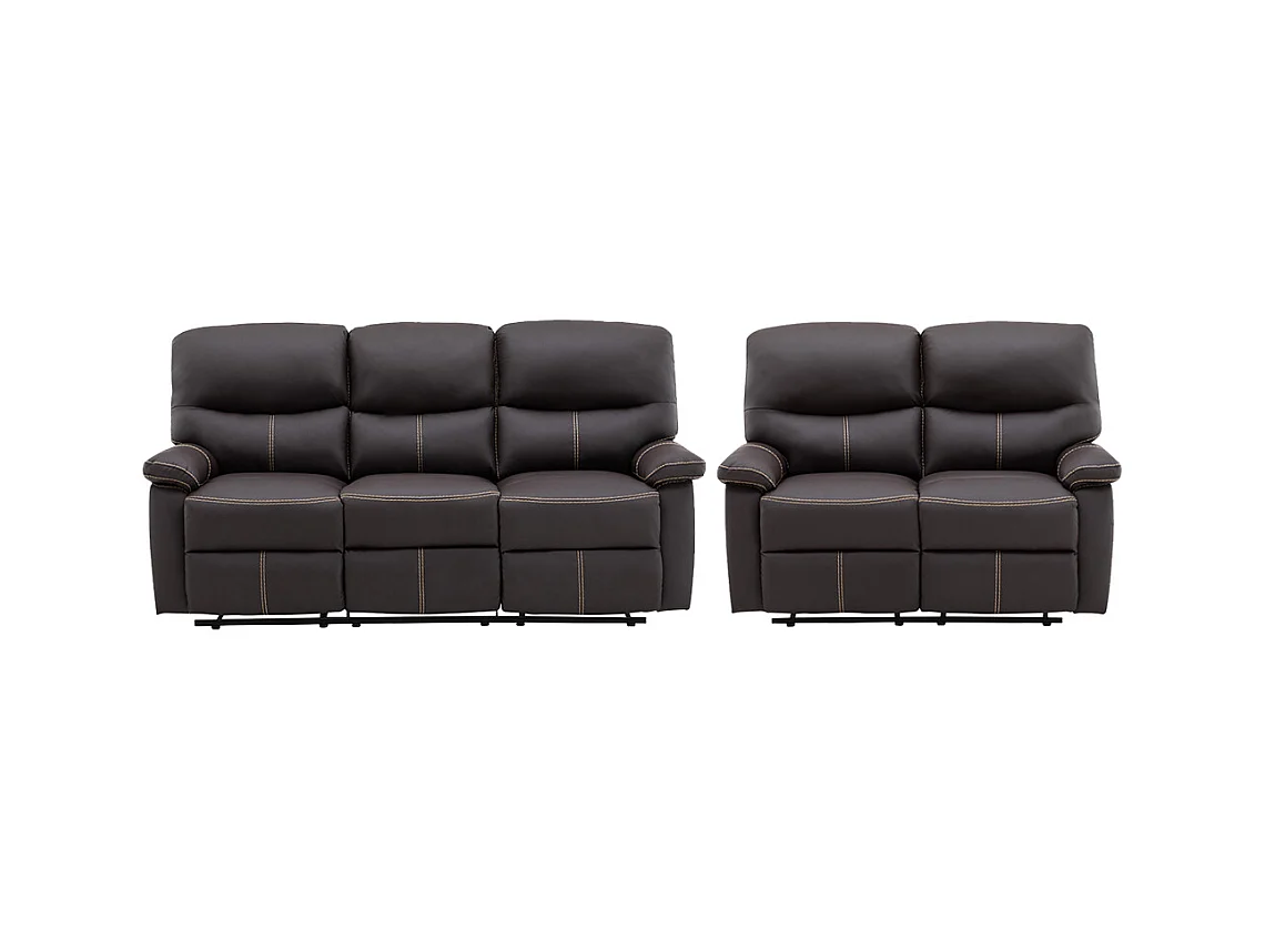 3-personers og 2-personers afslapningssofaer i brun kunstlæder CANBY