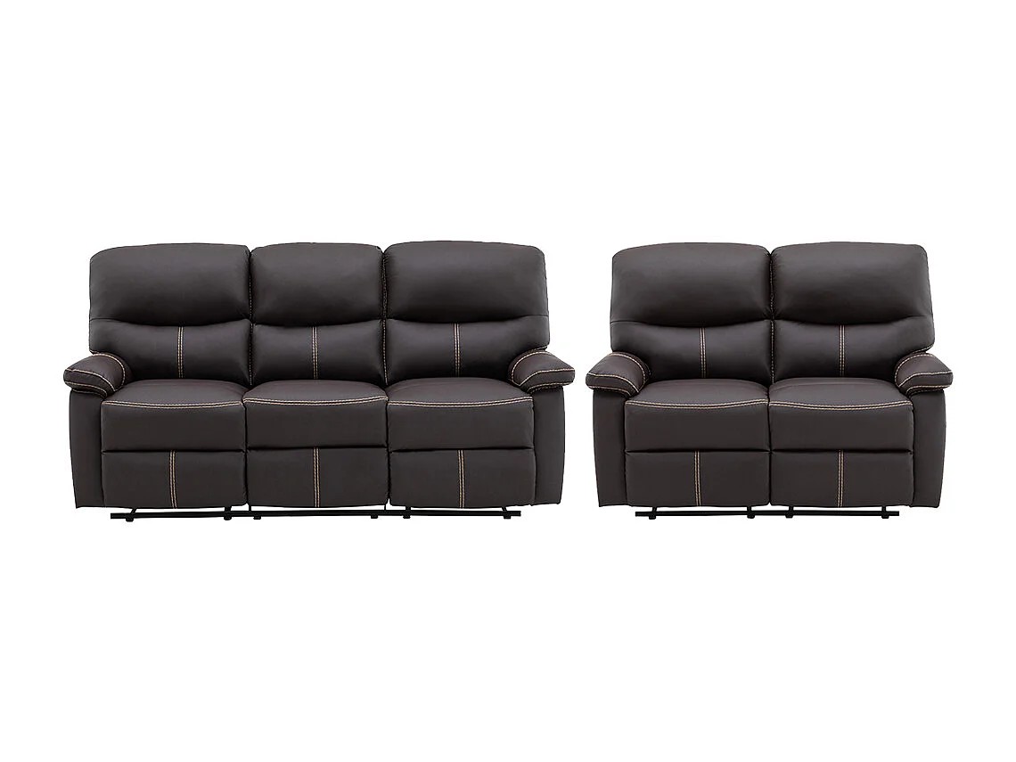 Canapés 3 places et 2 places relax en simili marron CANBY