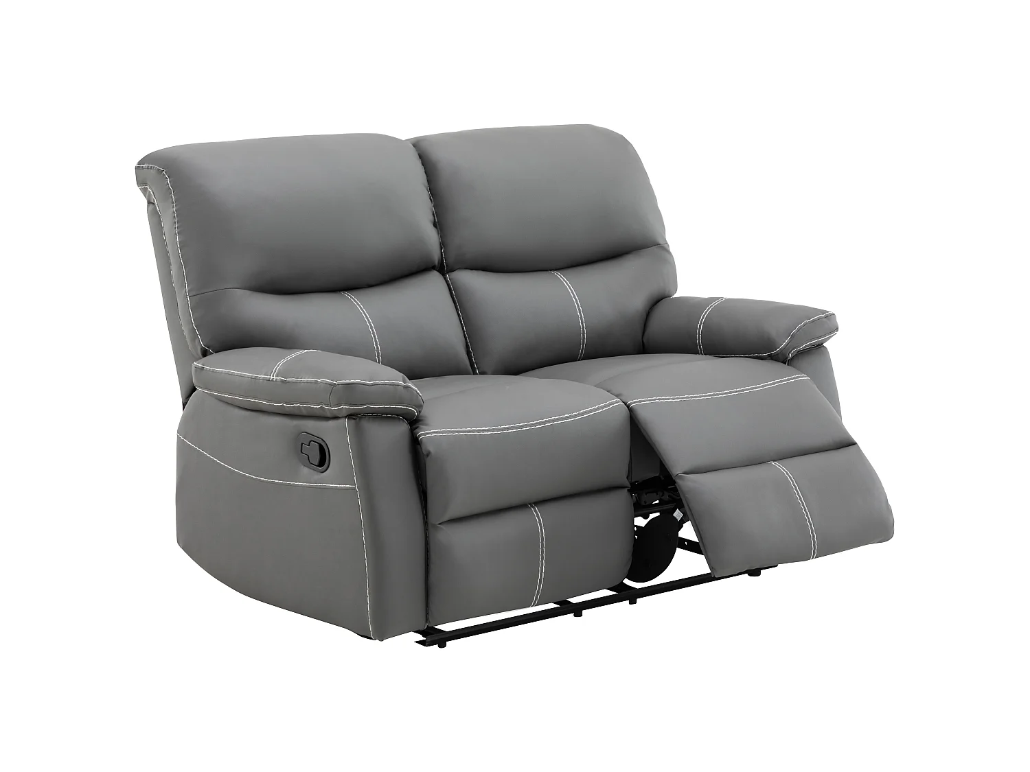 Kanapa 3+2-osobowa oraz fotel z funkcją relax z ekoskóry w kolorze szarym CANBY