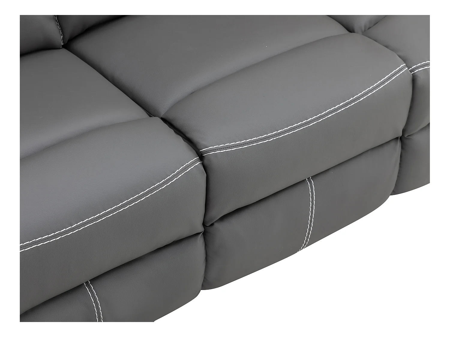 Kanapa 3+2-osobowa oraz fotel z funkcją relax z ekoskóry w kolorze szarym CANBY