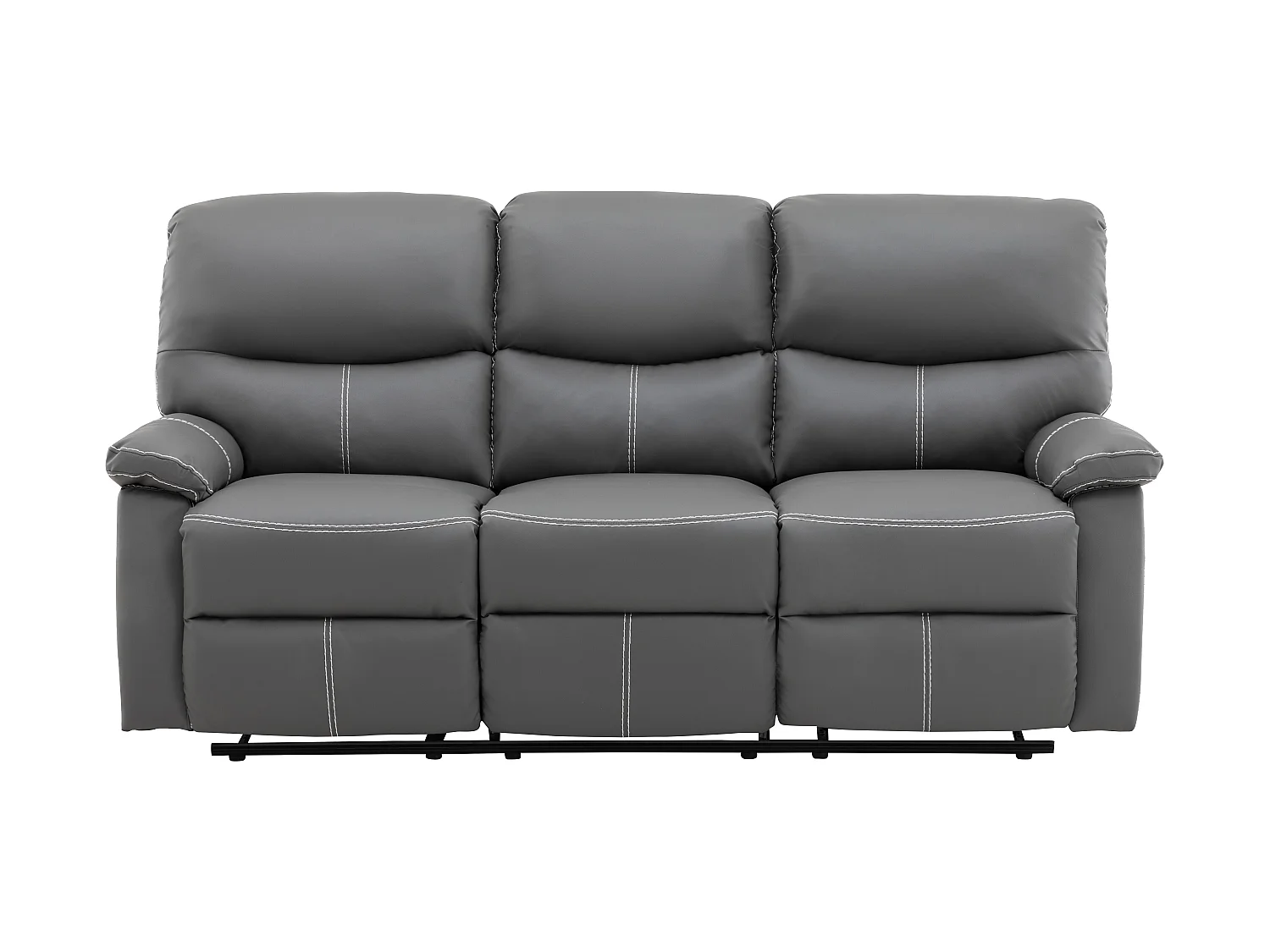 Canapés 3 places 2 places et un fauteuil relax en simili gris CANBY