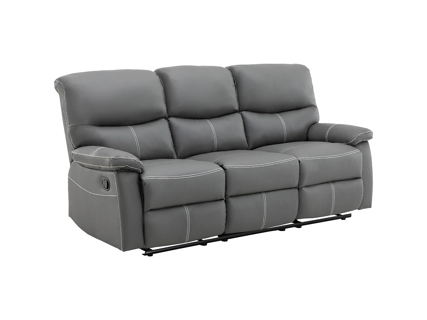 Canapés 3 places 2 places et un fauteuil relax en simili gris CANBY