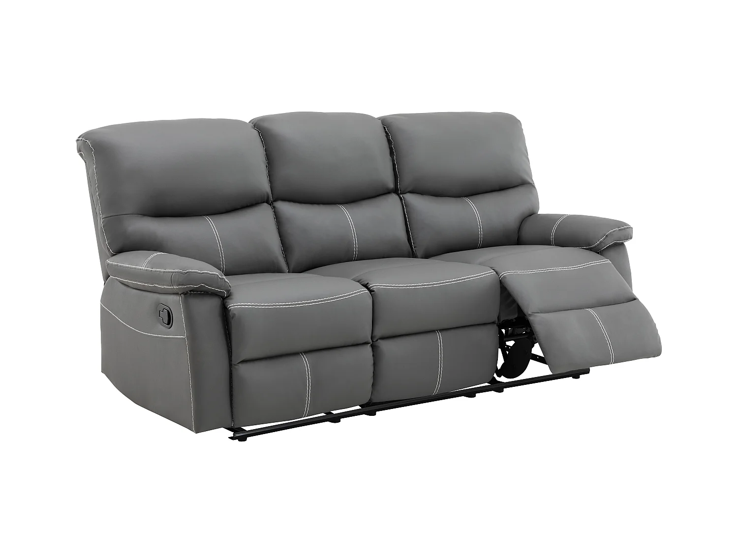 Canapés 3 places 2 places et un fauteuil relax en simili gris CANBY
