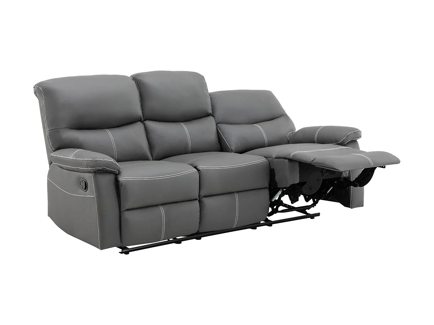 Canapés 3 places 2 places et un fauteuil relax en simili gris CANBY
