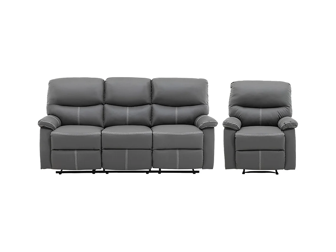 Divano 3+1 posti relax in Similpelle Grigio - CANBY