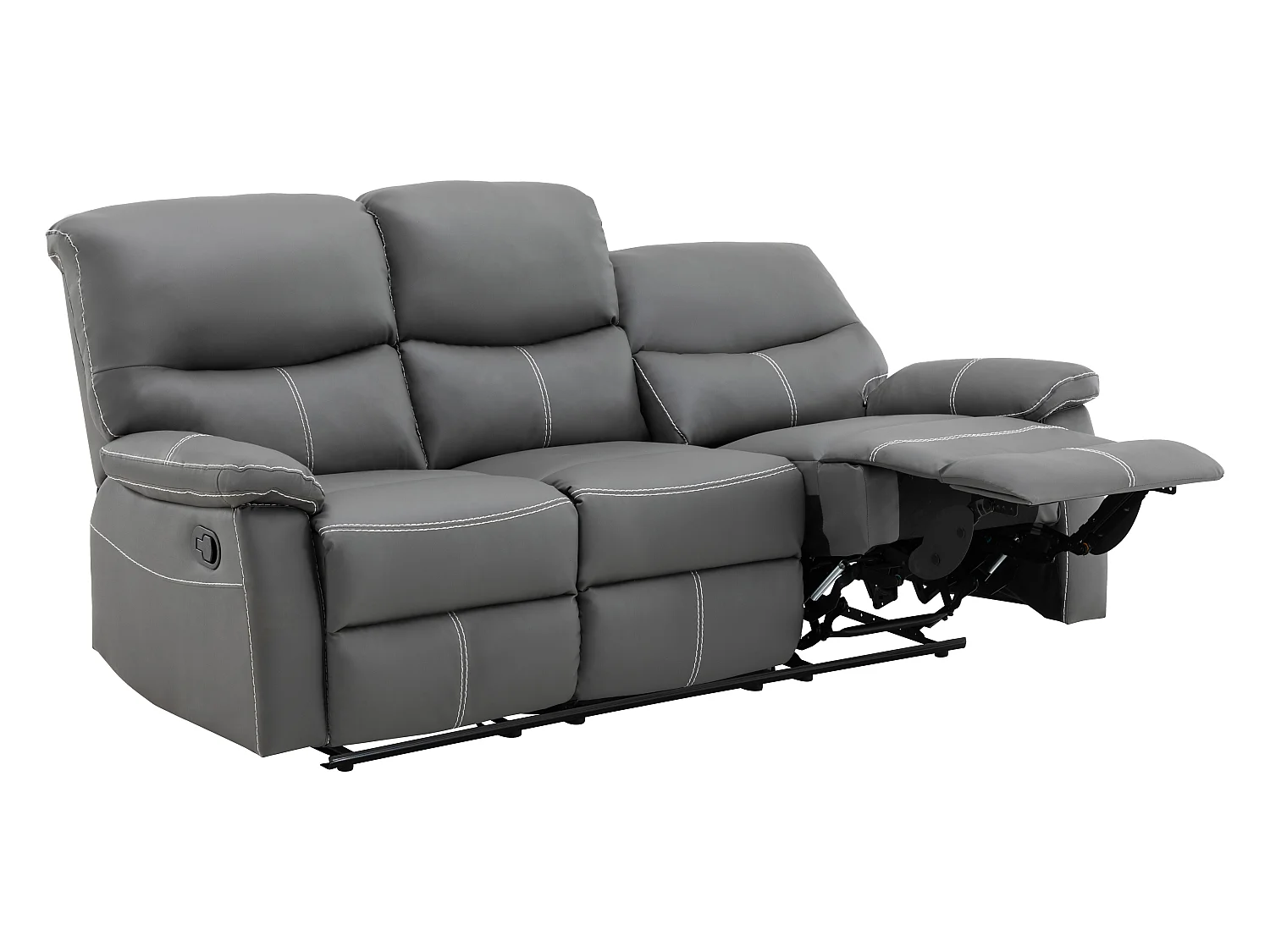 Canapé 3 places et un fauteuil relax en simili gris CANBY