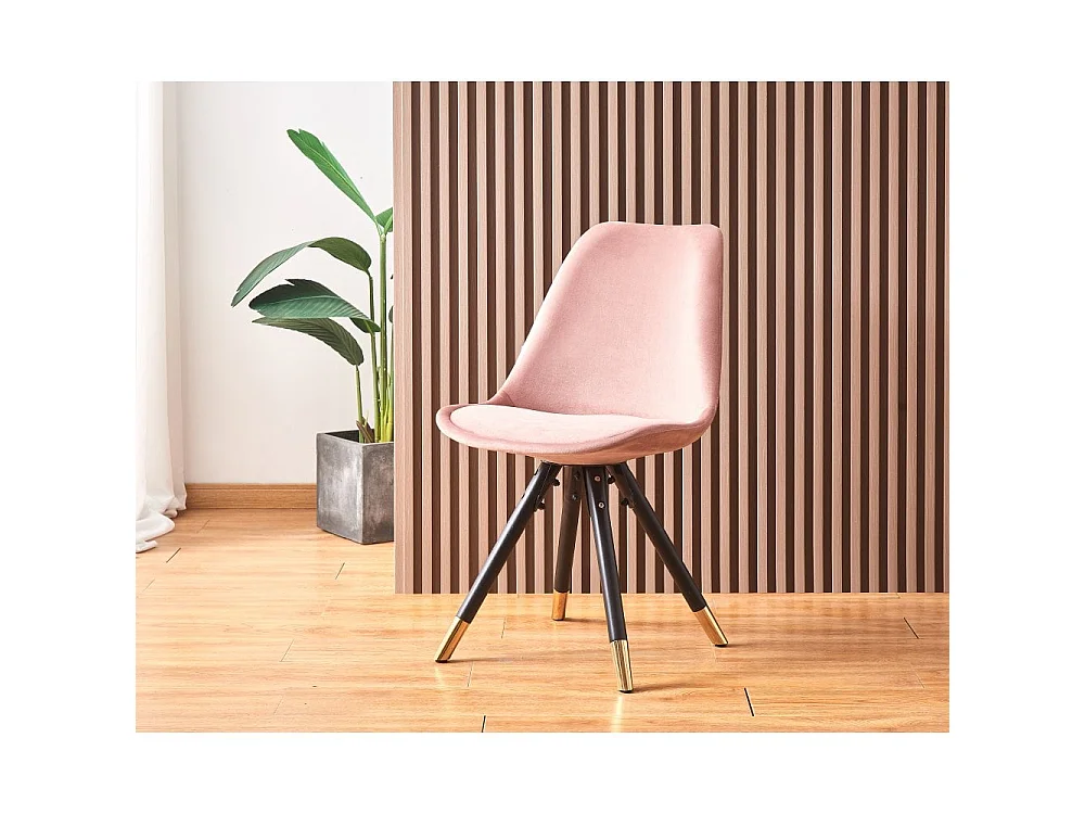 SOFIA COSMO - Ensemble Table à Manger Rectangulaire Noire + 6 Chaises en Velours Rose