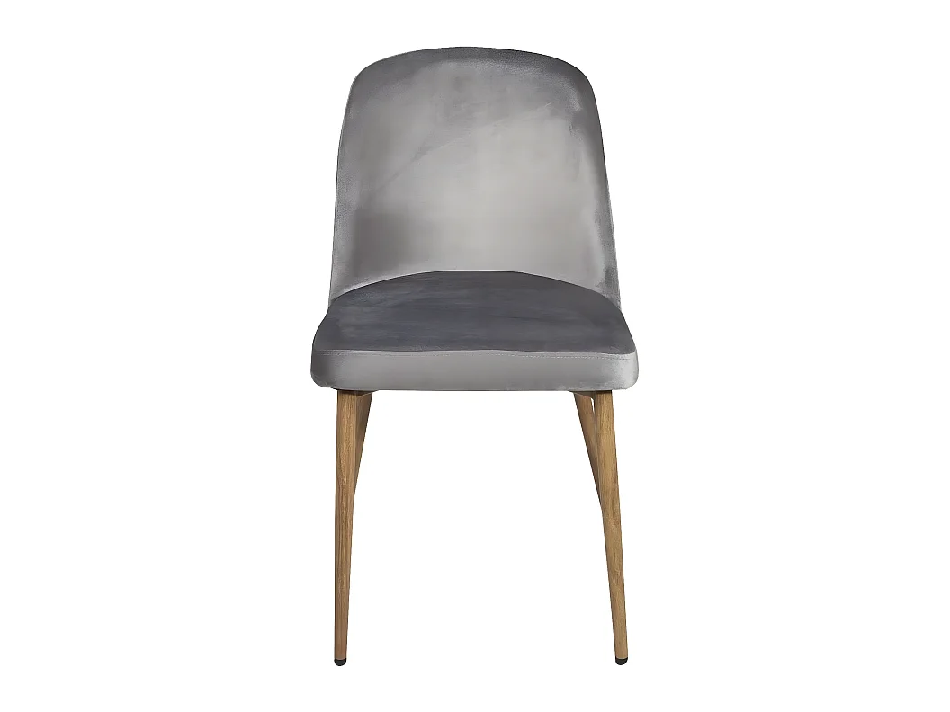 Lote de 2 sillas para salón o comedor, terciopelo acolchado, patas de metal color madera clara DIMA (gris)