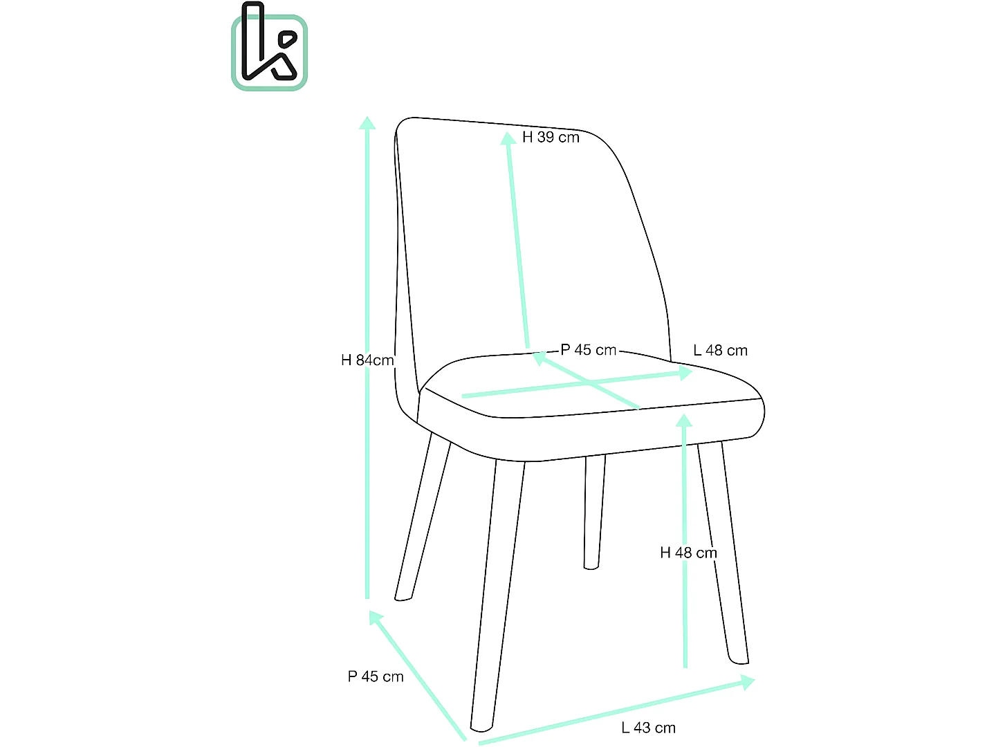 Lot 2 chaises salon salle à manger velours rembourré pieds métal ton bois clair DIMA (gris)