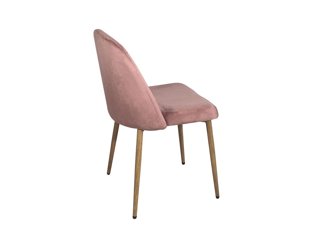 Lot 2 chaises salon salle à manger velours rembourré pieds métal ton bois clair DIMA (rose)