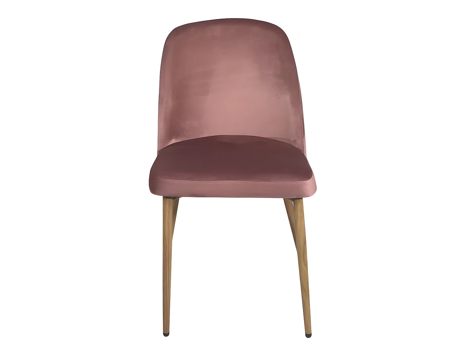 Lot 2 chaises salon salle à manger velours rembourré pieds métal ton bois clair DIMA (rose)