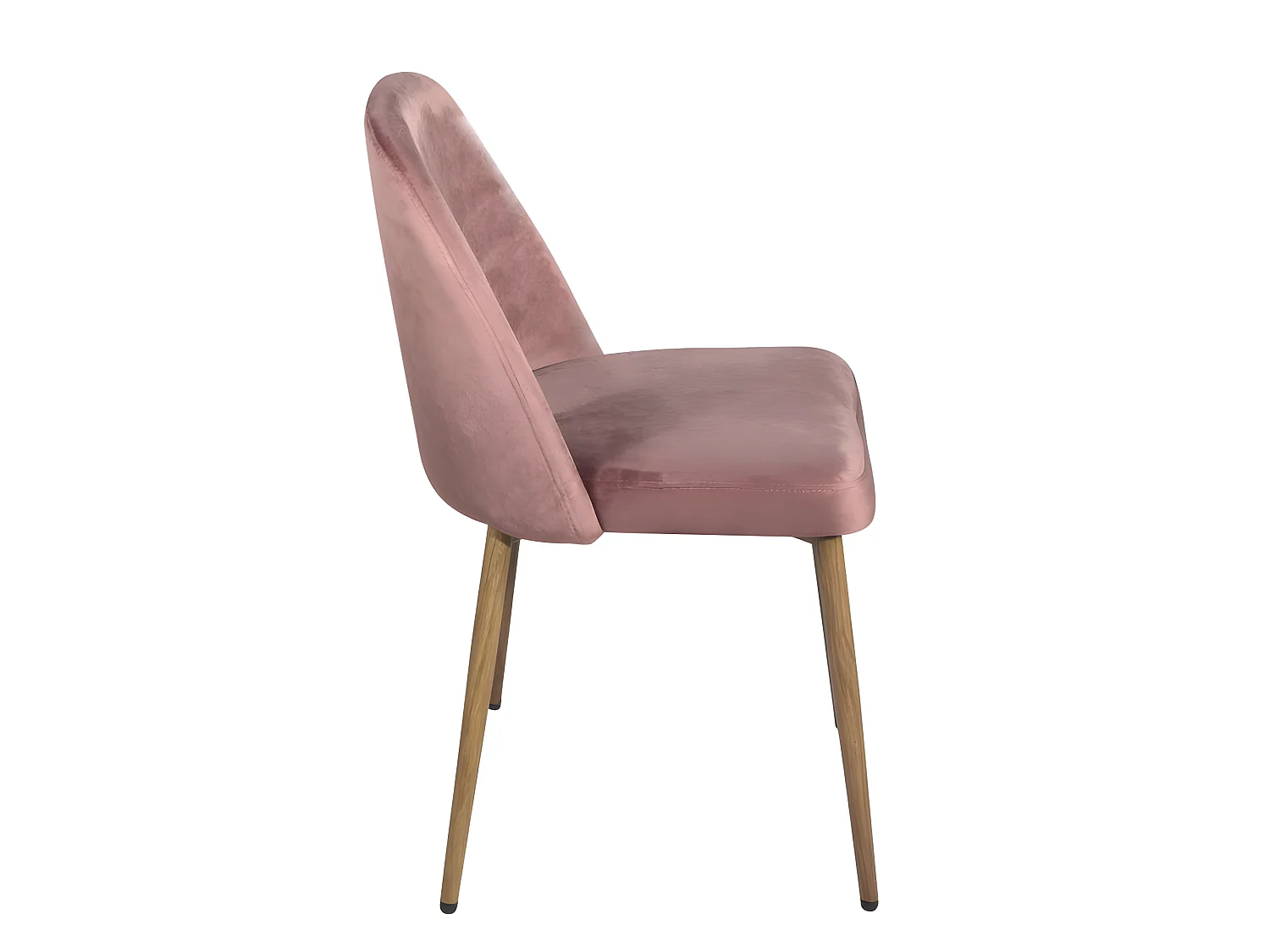 Lot 2 chaises salon salle à manger velours rembourré pieds métal ton bois clair DIMA (rose)