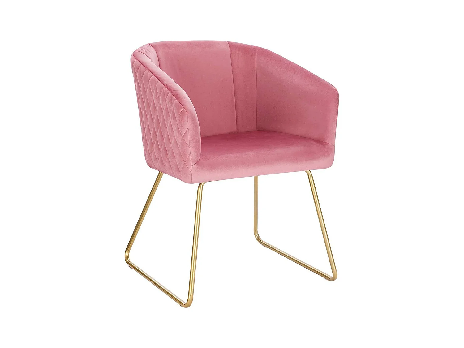 Chaise de salle à manger avec accoudoirs en velours et métal rose 19_0000165