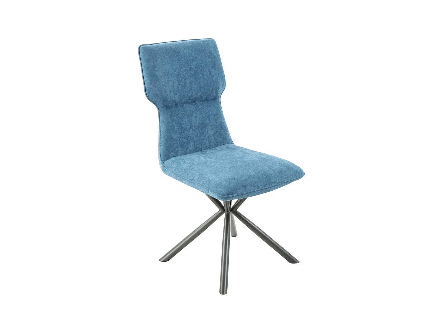 PAST - Lot de 4 Chaises Tissu Chiné Bleu Piètement Etoile