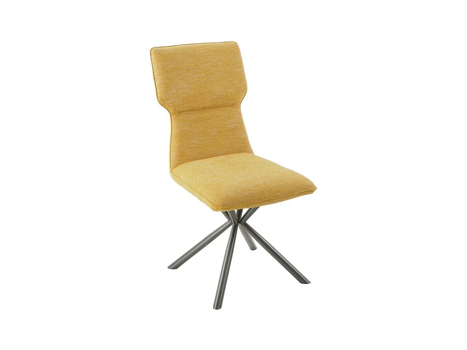 PAST - Lot de 4 Chaises Tissu Chiné Jaune Piètement Etoile