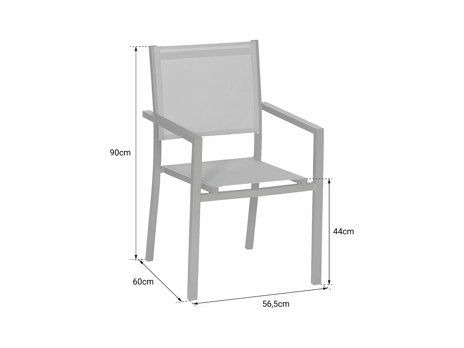 6er Set Stühle aus anthrazitfarbenem Aluminium - graues Textilene