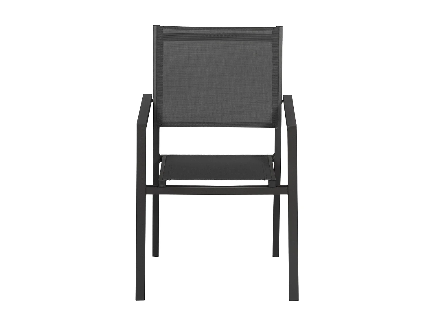 Lot de 6 chaises en aluminium anthracite - textilène gris - HAPPY GARDEN