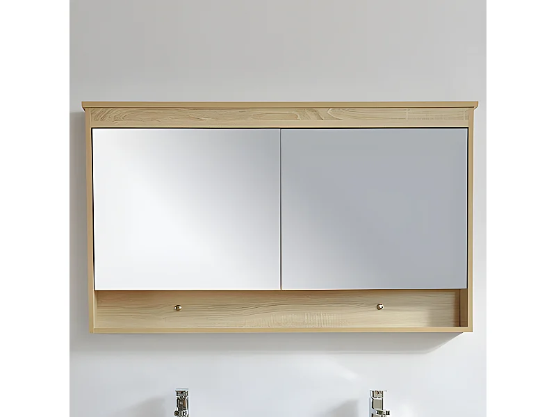 Armoire de toilette bloc-miroir 120 cm TYPO finition mélaminé chêne 114 cm