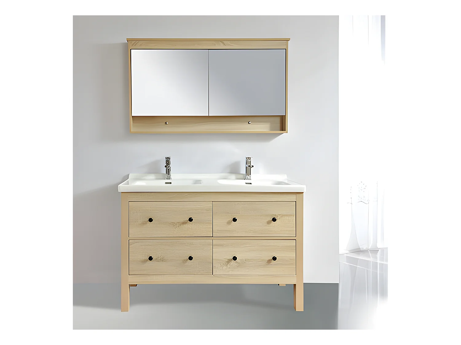 Armoire de toilette bloc-miroir 120 cm TYPO finition mélaminé chêne 114 cm