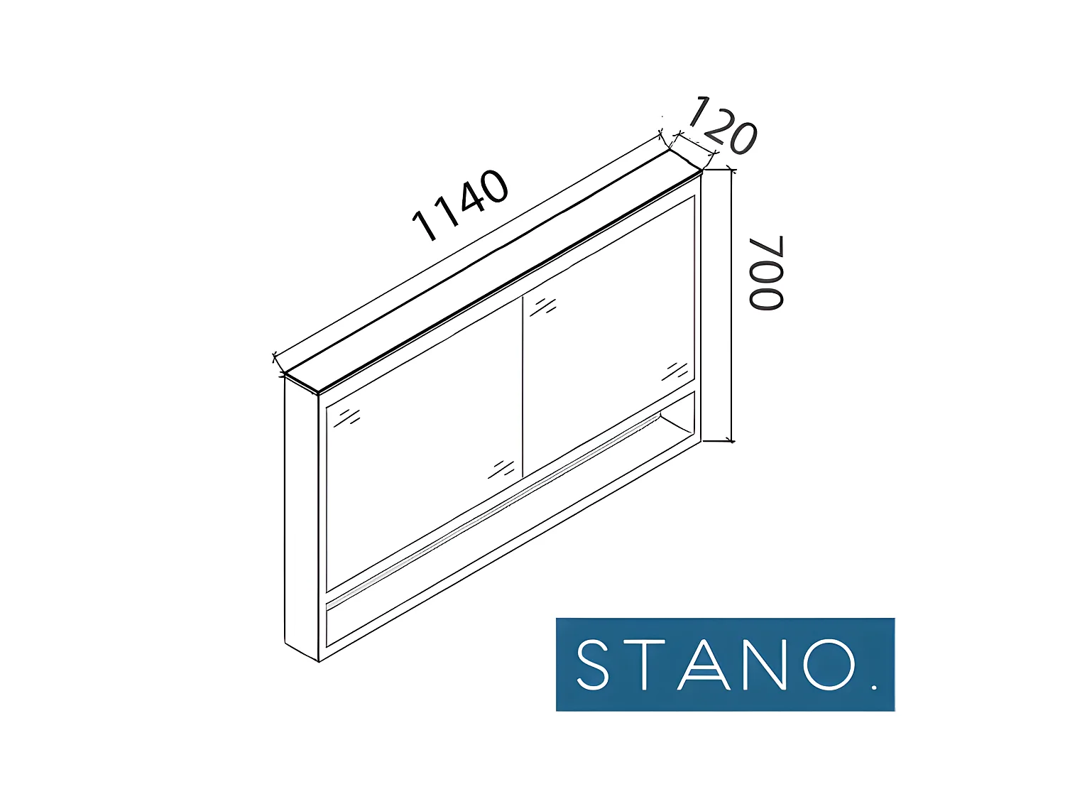 Armoire de toilette bloc-miroir 120 cm TYPO finition mélaminé chêne 114 cm