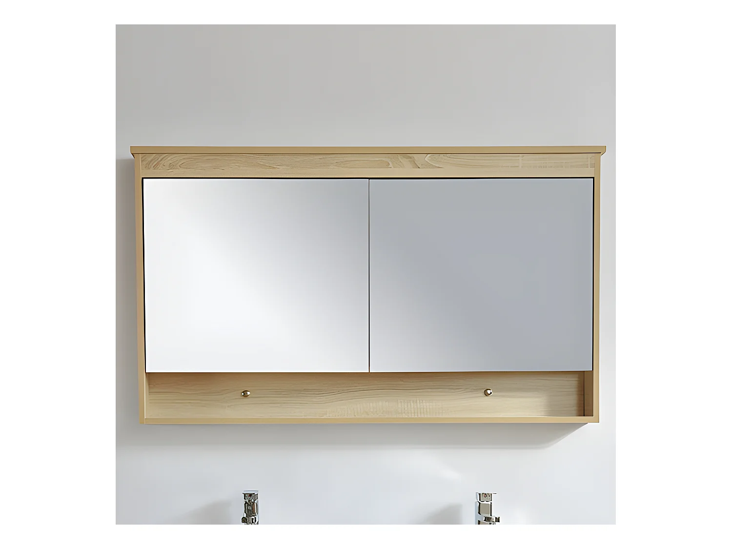 Armoire de toilette bloc-miroir 120 cm TYPO finition mélaminé chêne 114 cm