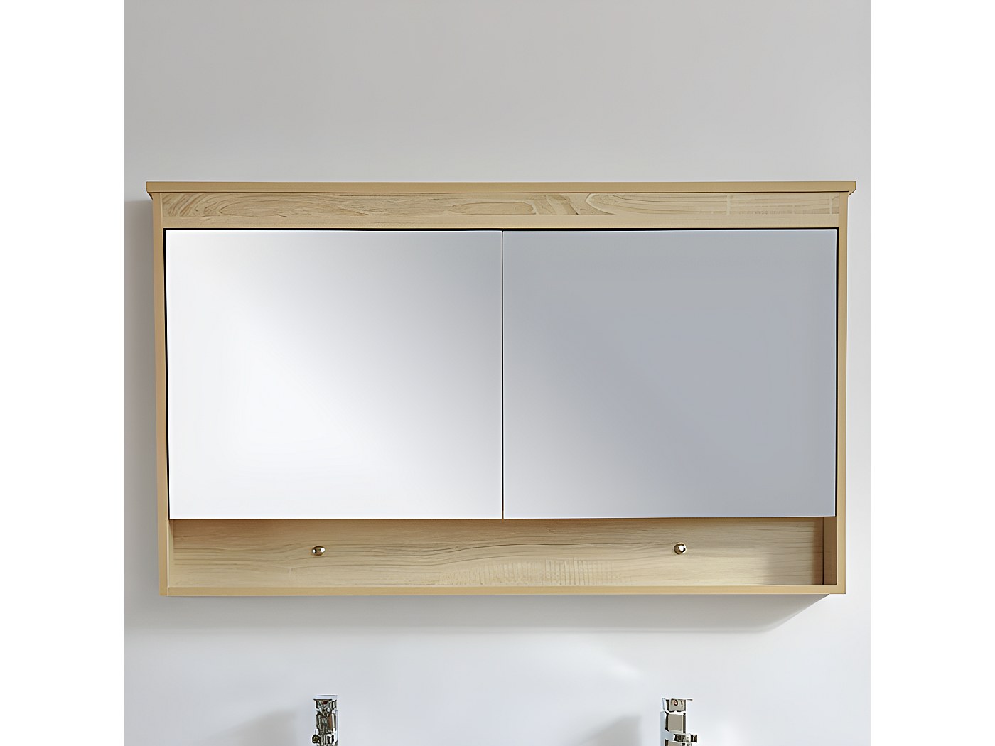 Armoire De Toilette Miroir 120 Cm Avec éclairage Armoire de toilette bloc-miroir 120 cm TYPO finition mélaminé chêne